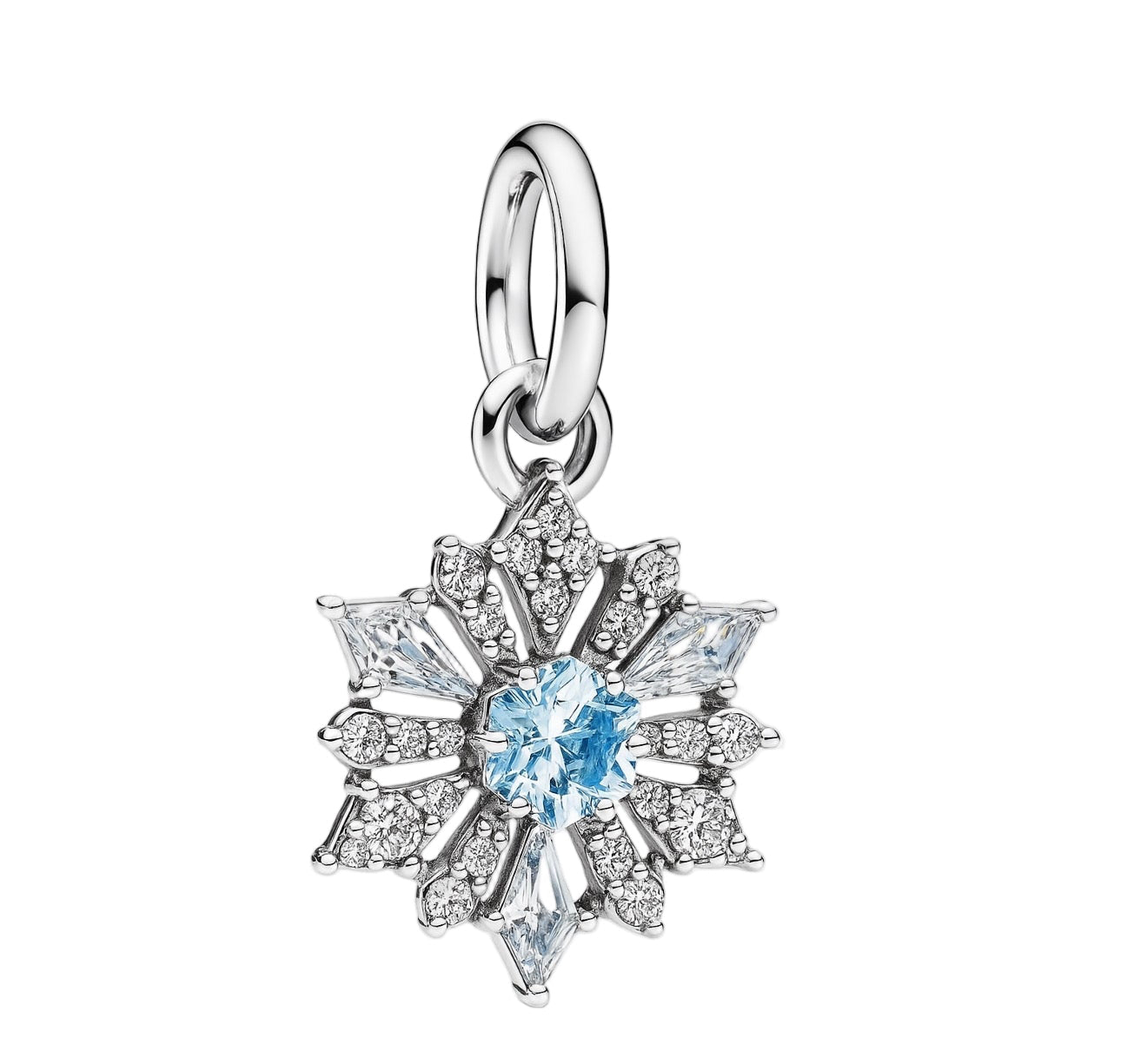 The Silver Frosted Crystal Snowflake Charm