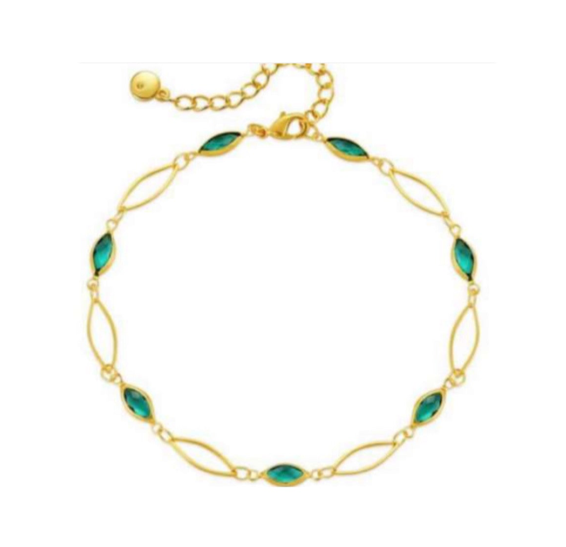 The Gold Enchanted Emerald Green Vine Anklet