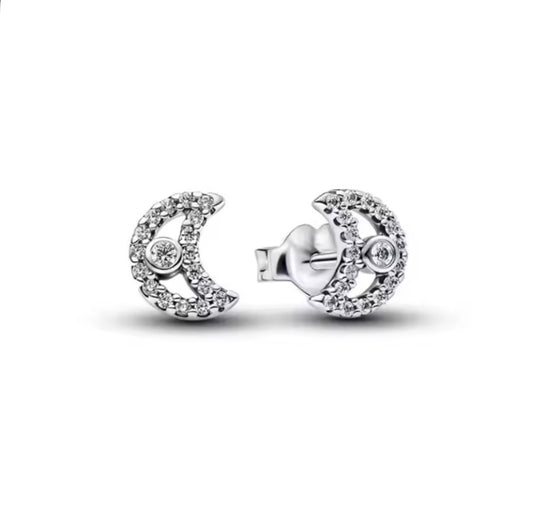 The Silver Celestial Whisper Moon Studs
