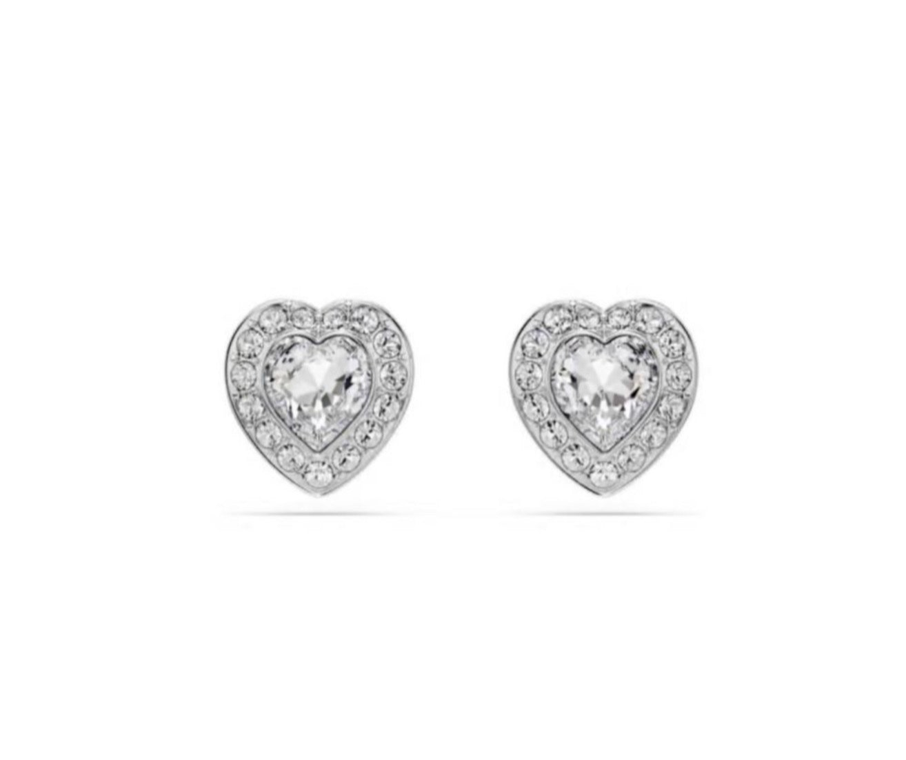 The Silver Diamanté Lumière Heart Studs