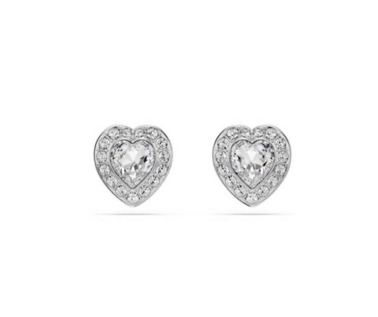 The Silver Diamanté Lumière Heart Studs