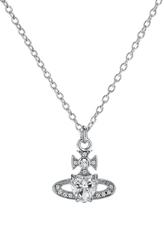 The Silver Premium D’Lux Saturn Orbit Of Love Necklace