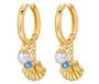 The Gold Ocean Blue Whisper Shell Pearl Huggie Earrings