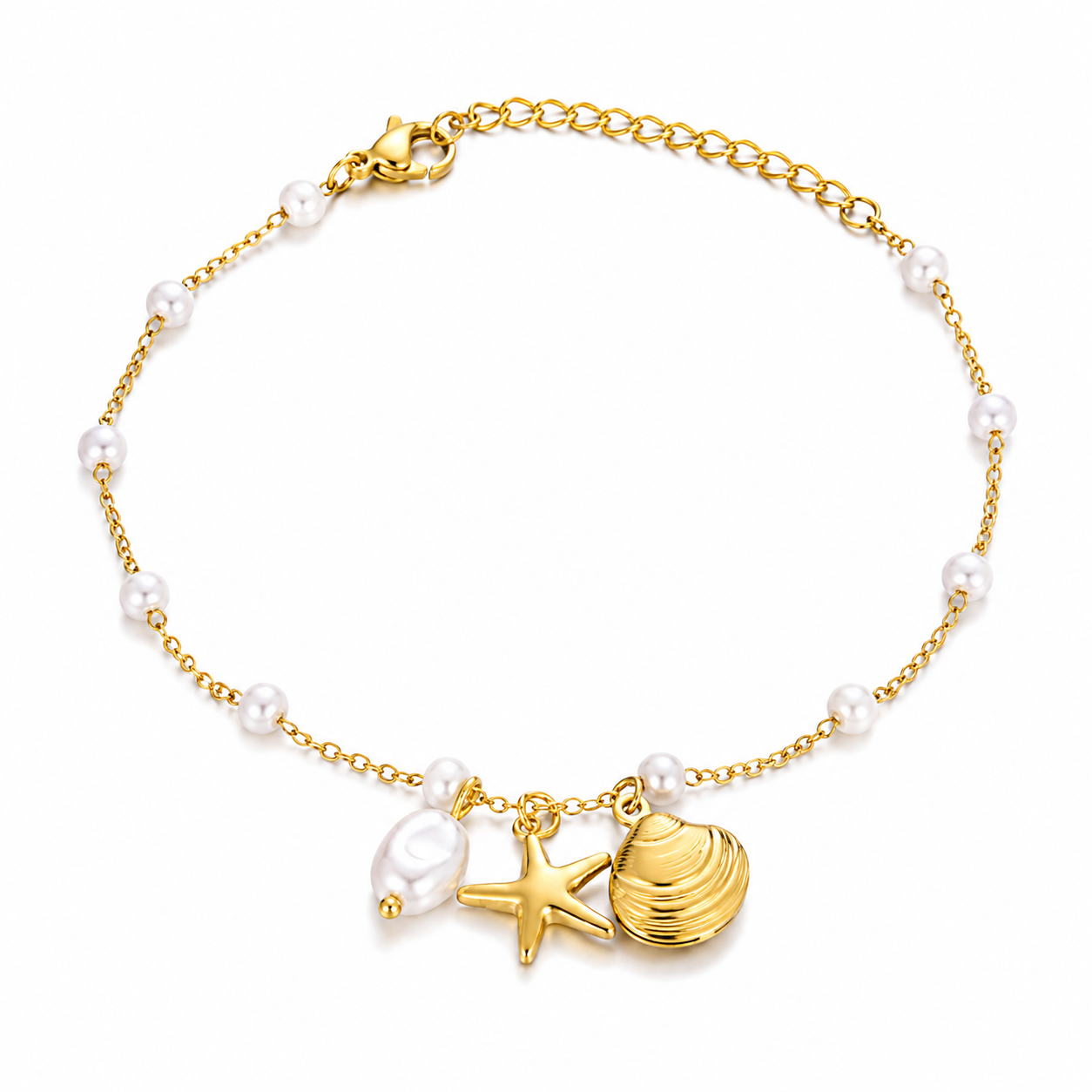The Gold Under The Sea Pearl Shell Anklet