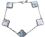 The Silver Etoilè Arabia Blue Mother Of Pearl Clover Flower Bracelet