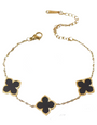The Gold Midnight Black Petals Flower Bracelet