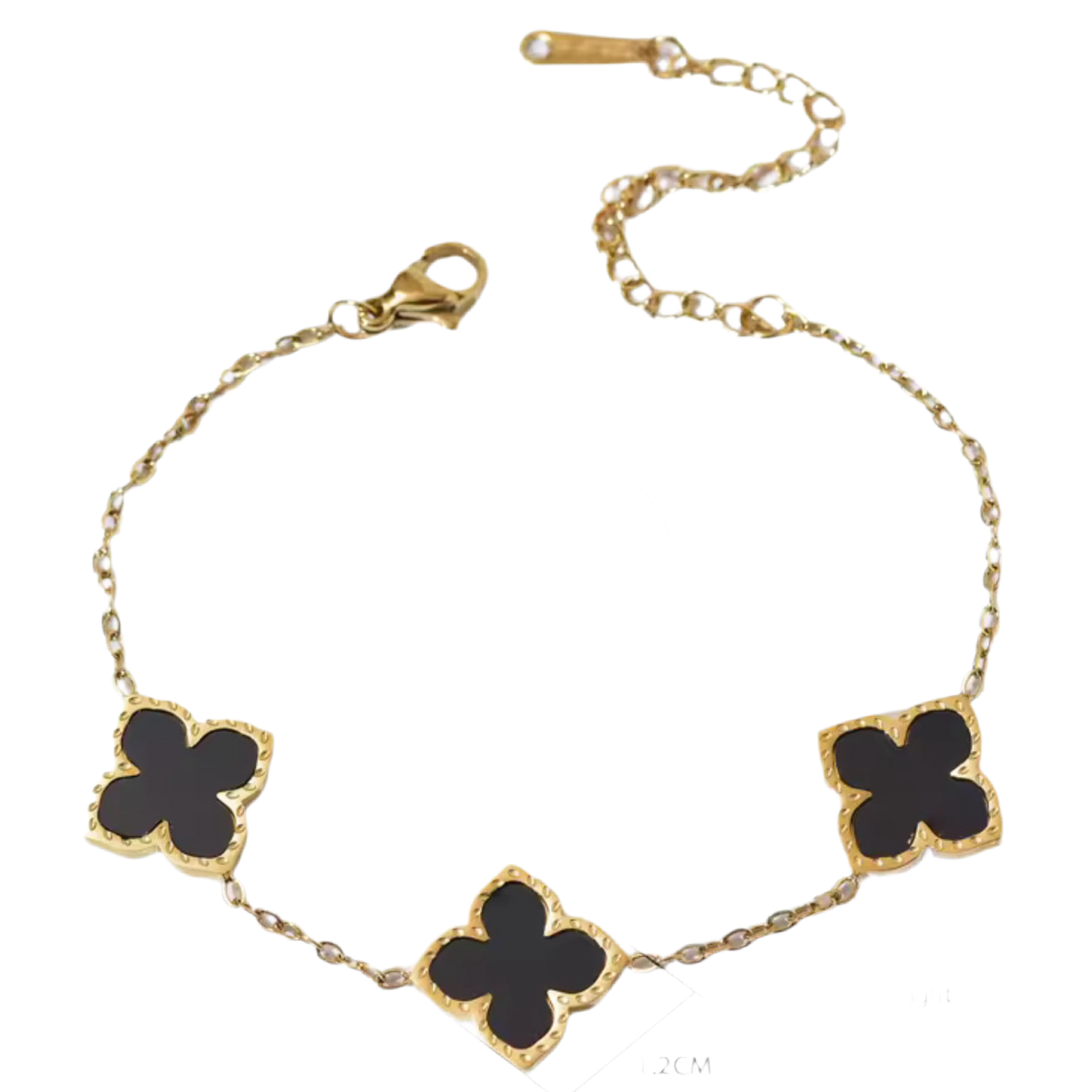 The Gold Midnight Black Petals Flower Bracelet
