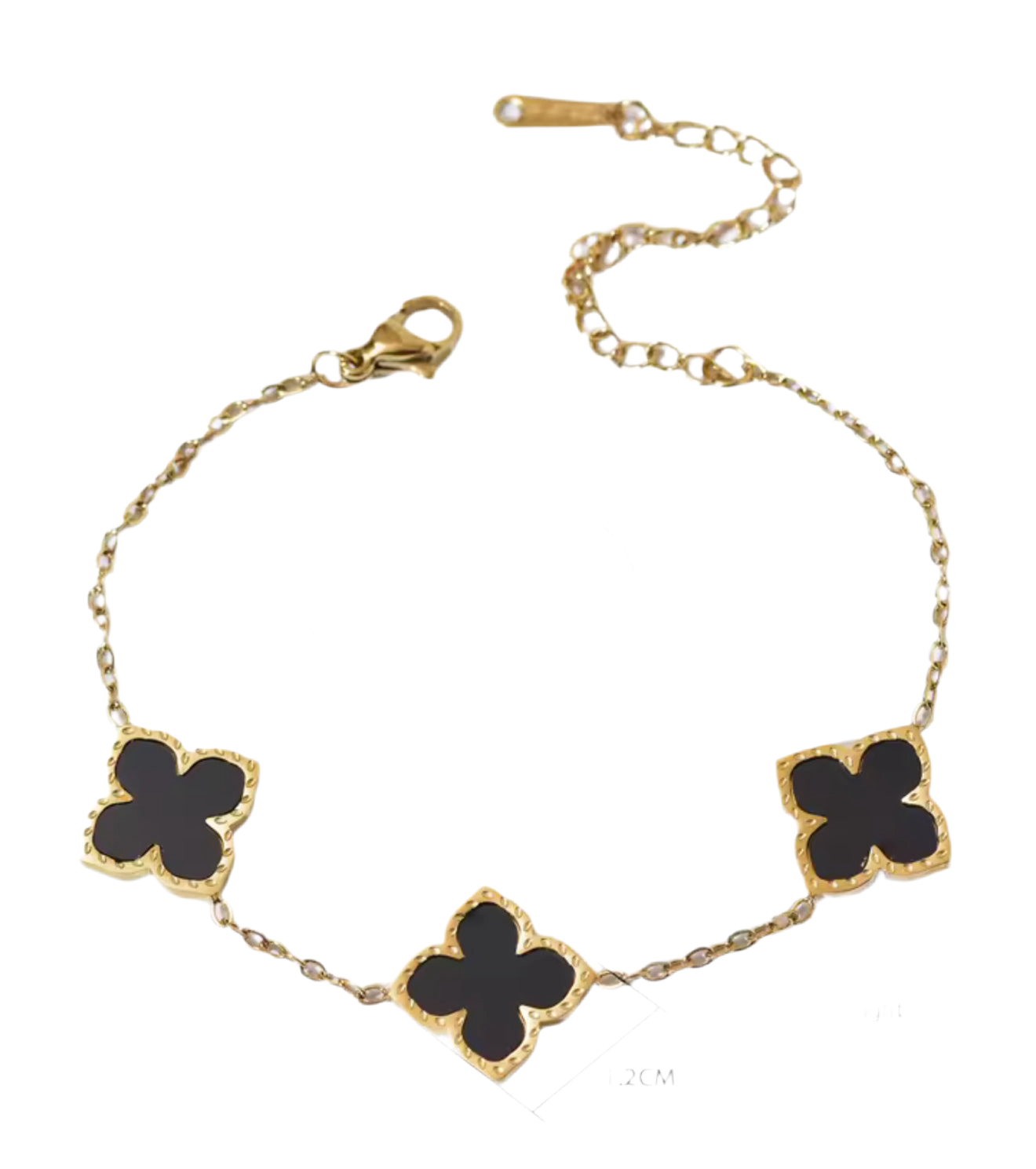 The Gold Midnight Black Petals Flower Bracelet