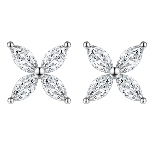 The Silver Sparkling Petal Aurìc Bloom Earrings