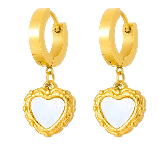 The White Marble Enchanted Heart Earrings