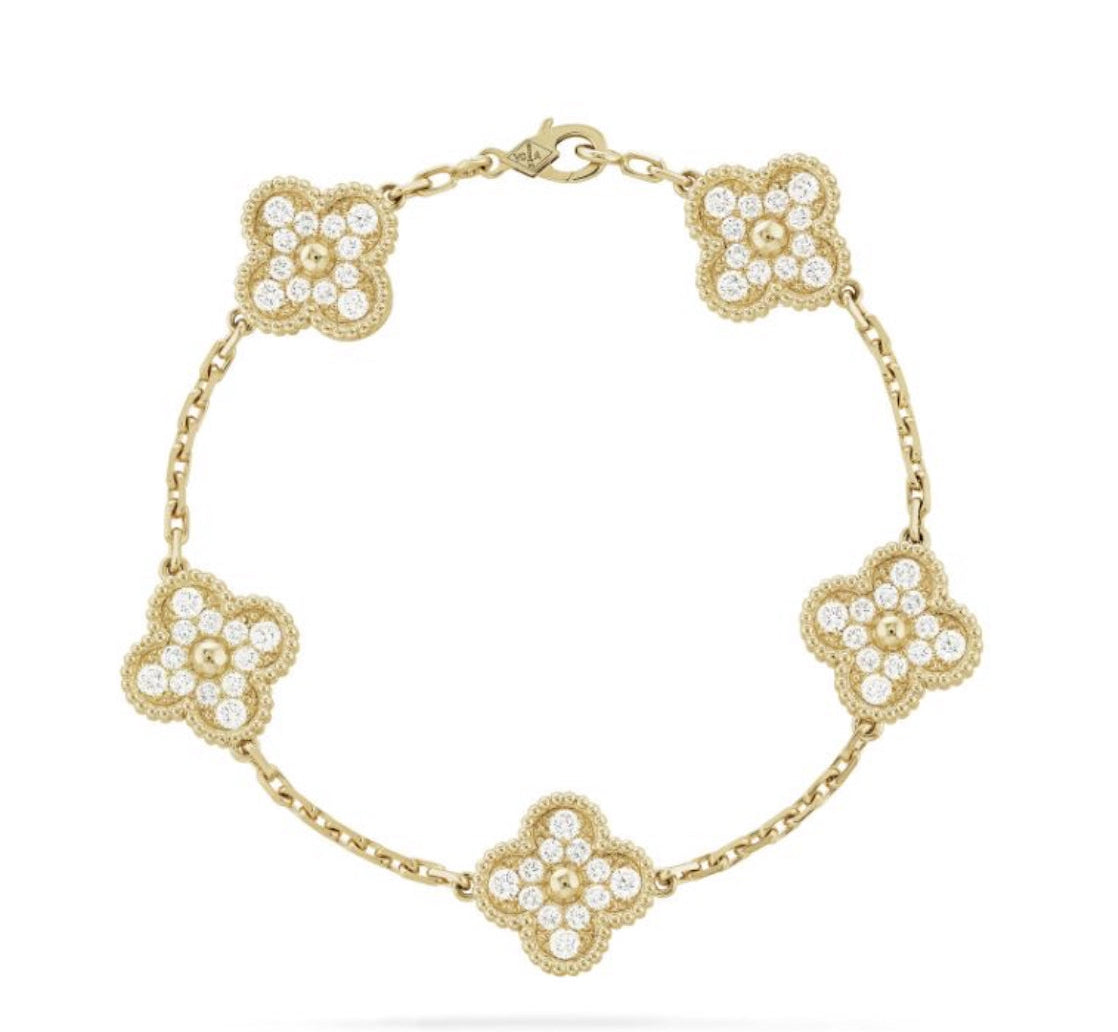 The Gold Sparkling Etoilé Arabia Clover Flower Bracelet