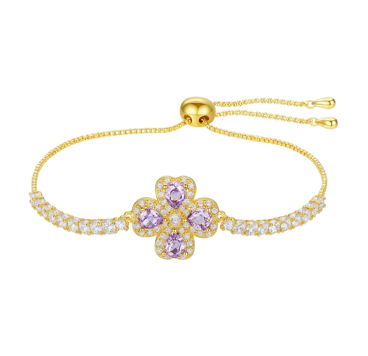 The Gold Rapunzel Anxiety Flower Tennis Bracelet
