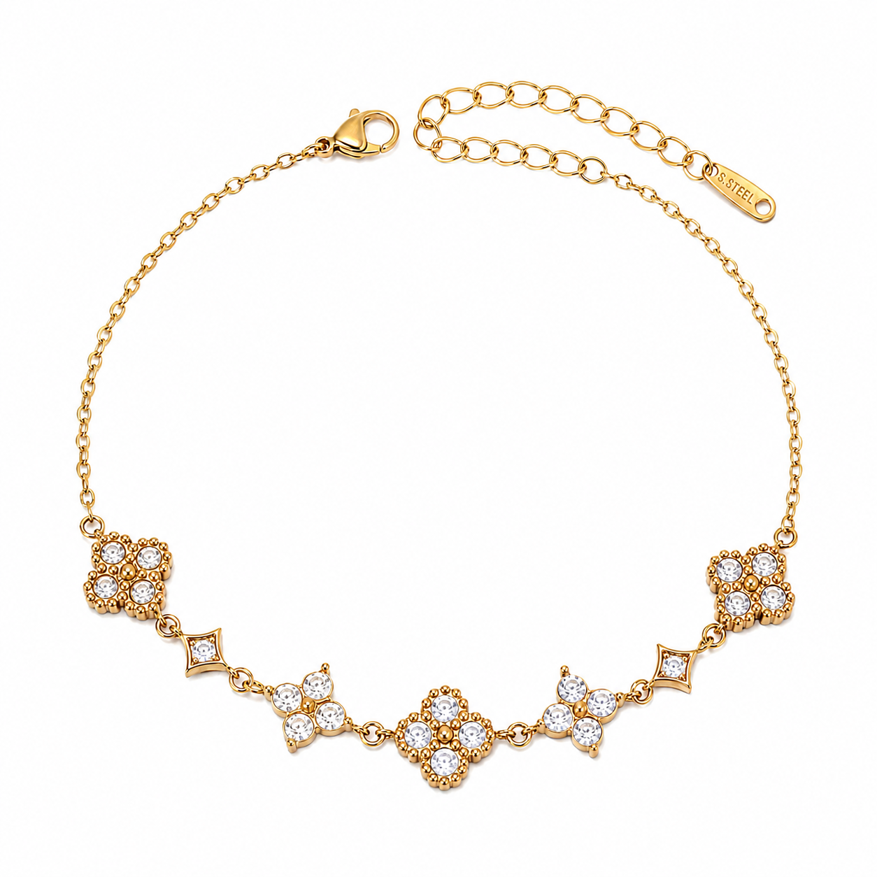 The Gold Sparkling Adriana Clover Bracelet