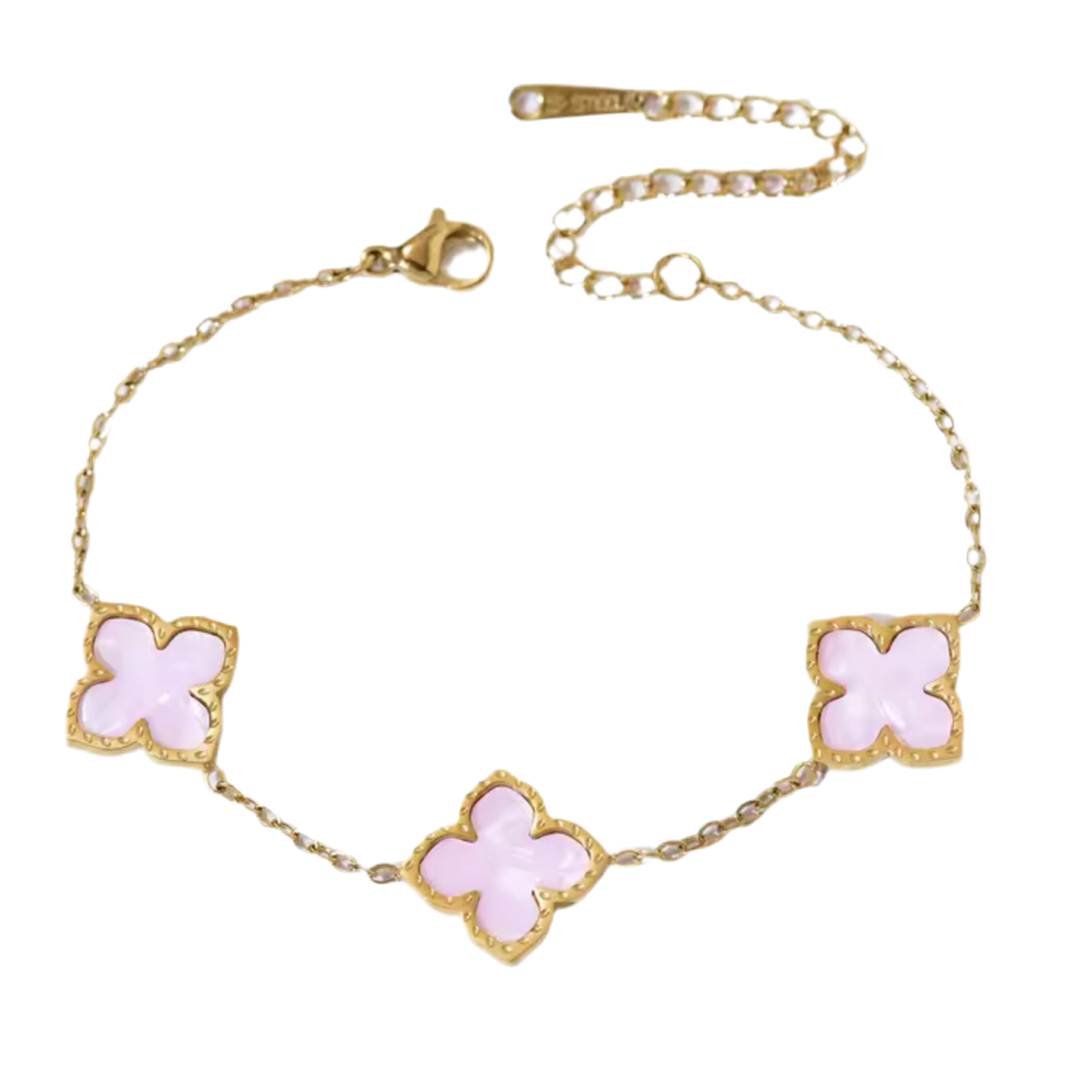The Dreamy Pink Flower Petals Clover Bracelet