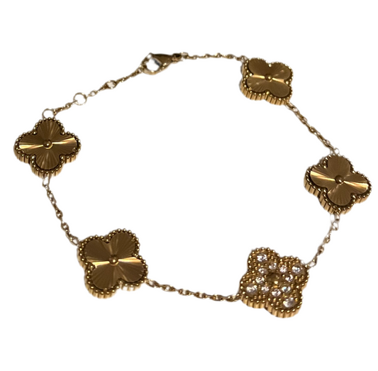 Premium Gold Glitter Clover Bracelet