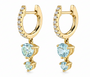 The Light Blue Double Circular Pendant  Drop Huggies