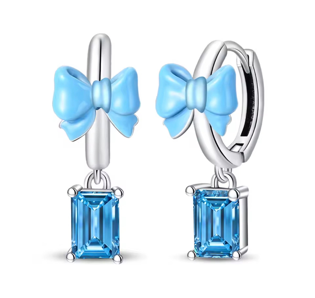 The Silver Skykiss Bow Drop Earrings