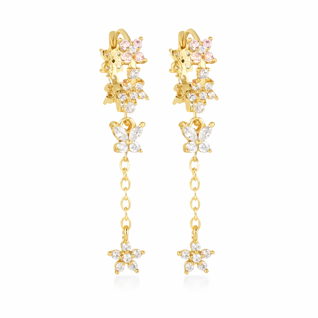 The Gold Lilia Pink Flower Butterfly Bloomdrop Huggies