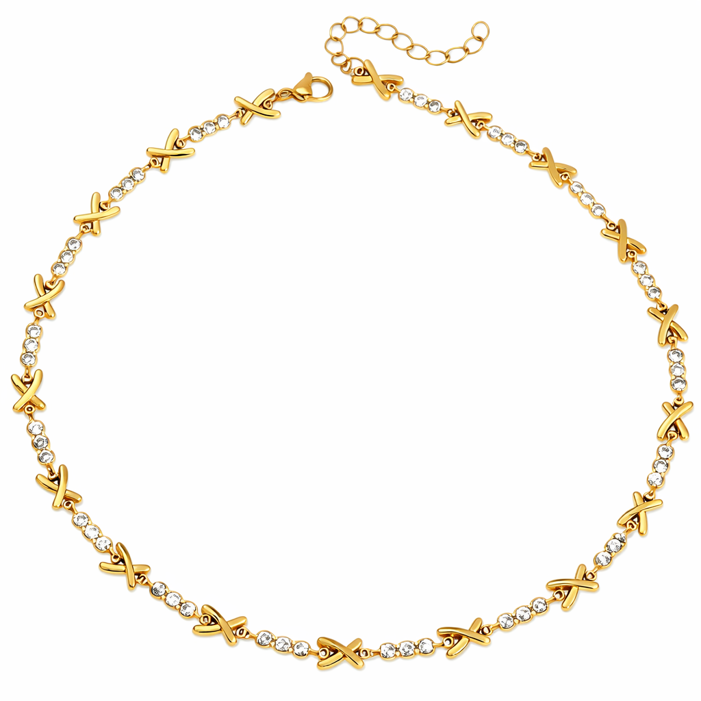 The Gold Sparkling Gemma Kiss Tennis Necklace