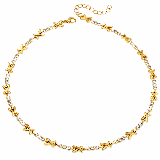 The Gold Sparkling Gemma Kiss Tennis Necklace