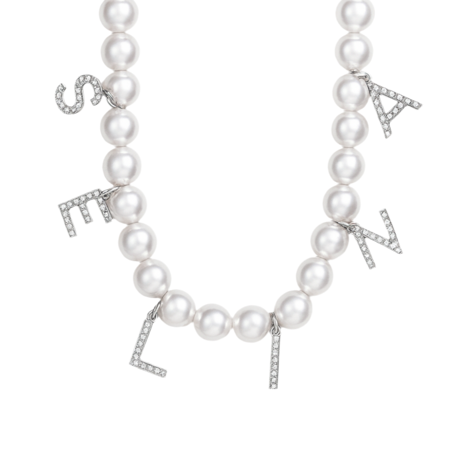 The Silver Chunky Elegant Pearl Name Necklace