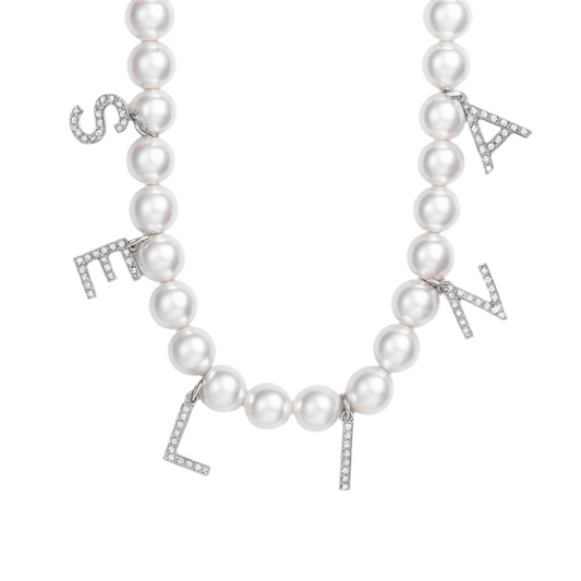 The Silver Chunky Elegant Pearl Name Necklace
