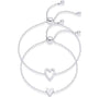 The Silver Friendship Heart Adjustable Bracelet Set