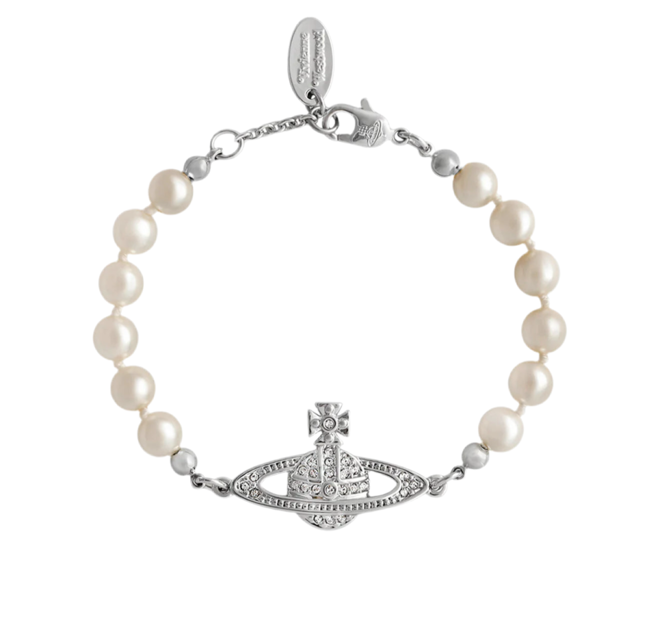 The Silver Saturn Planet Pearl Bracelet