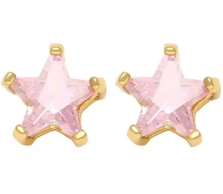 The Pink Shining Star Studs