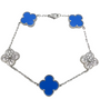 The Silver Sparkling Etoilè Arabia Celeste Blue Clover Flower Bracelet