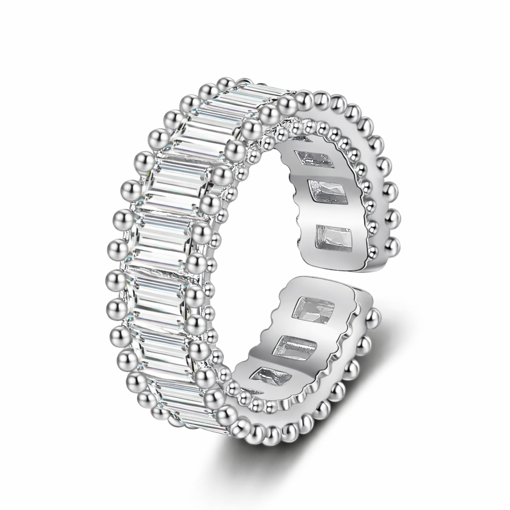 The Silver Genevieve Sparkling Bling Adjustable Ring
