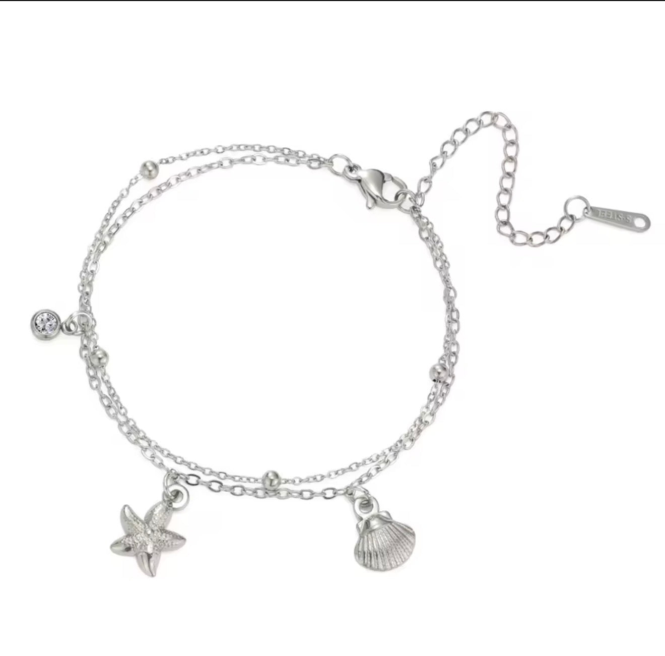 The Silver Seabreeze Charm Anklet