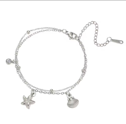 The Silver Seabreeze Charm Anklet