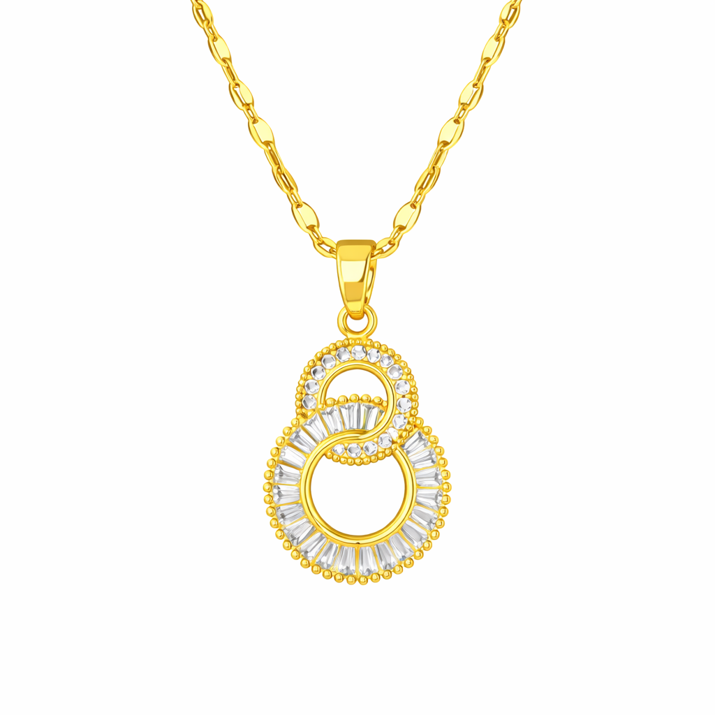 The Gold Interlocking Circle CZ Pendant Necklace