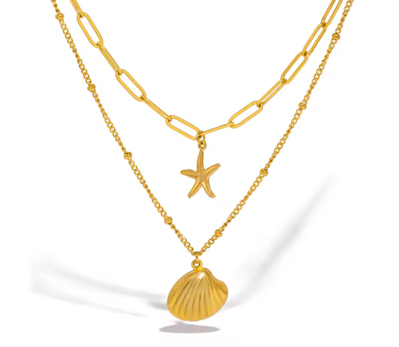 The Gold Double Coastal Sandy Kisses Necklace