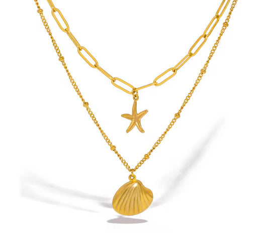 The Gold Double Coastal Sandy Kisses Necklace