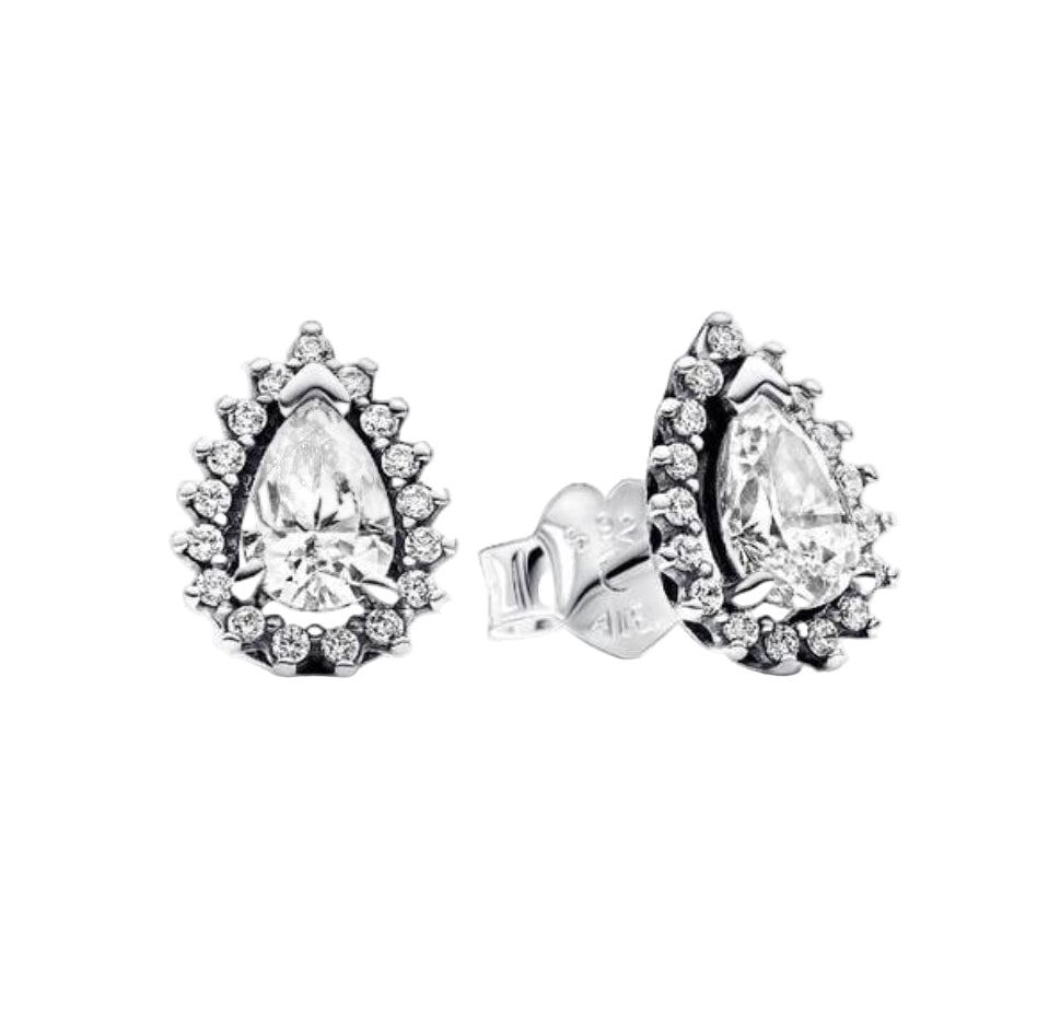 The Silver Sparkling Diamanté Teardrop Studs