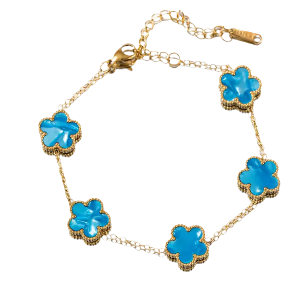 The Gold Ocean Blue Amara Flower Bracelet