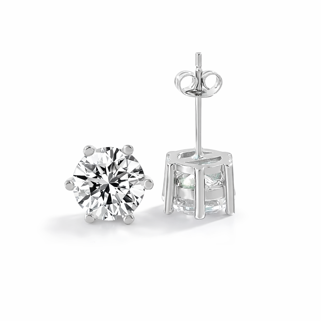 The Silver Maddison Studs - 100% Moissanite Diamonds