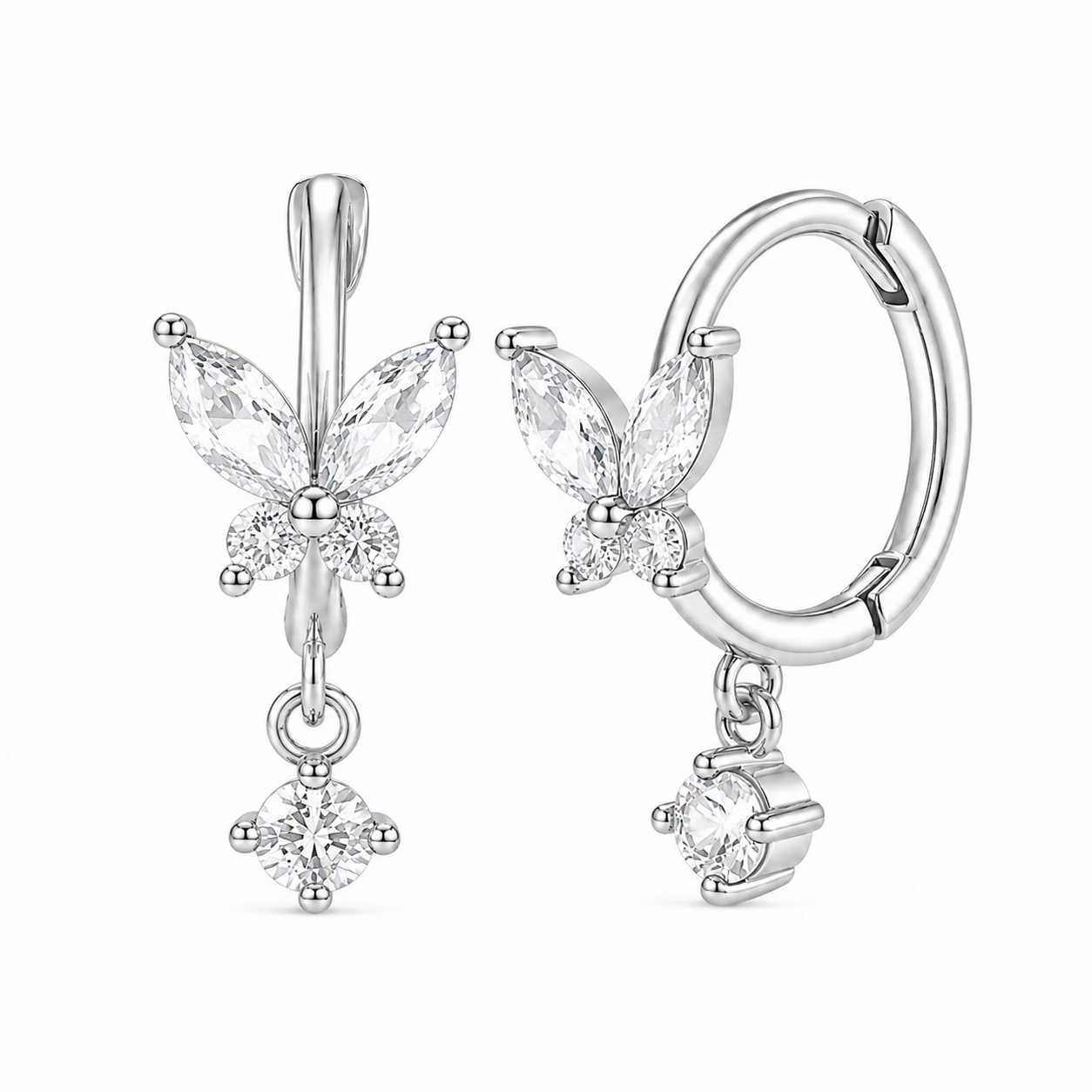 The Silver Butterfly Crystal Huggies
