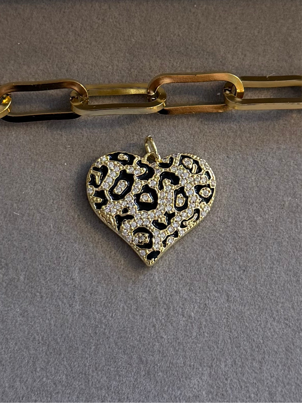 The Leopard Print Heart Charm
