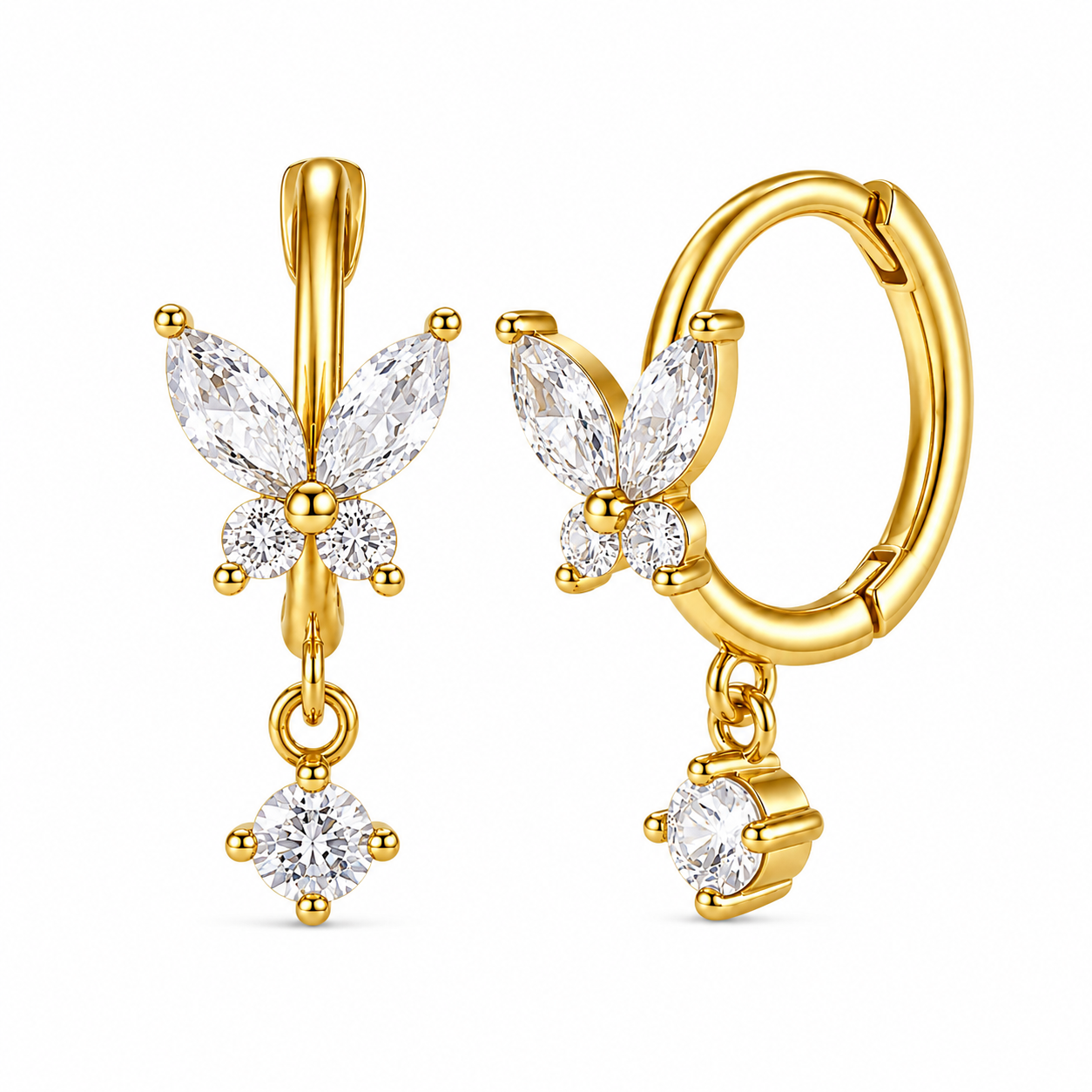 The Gold Butterfly Crystal Huggies