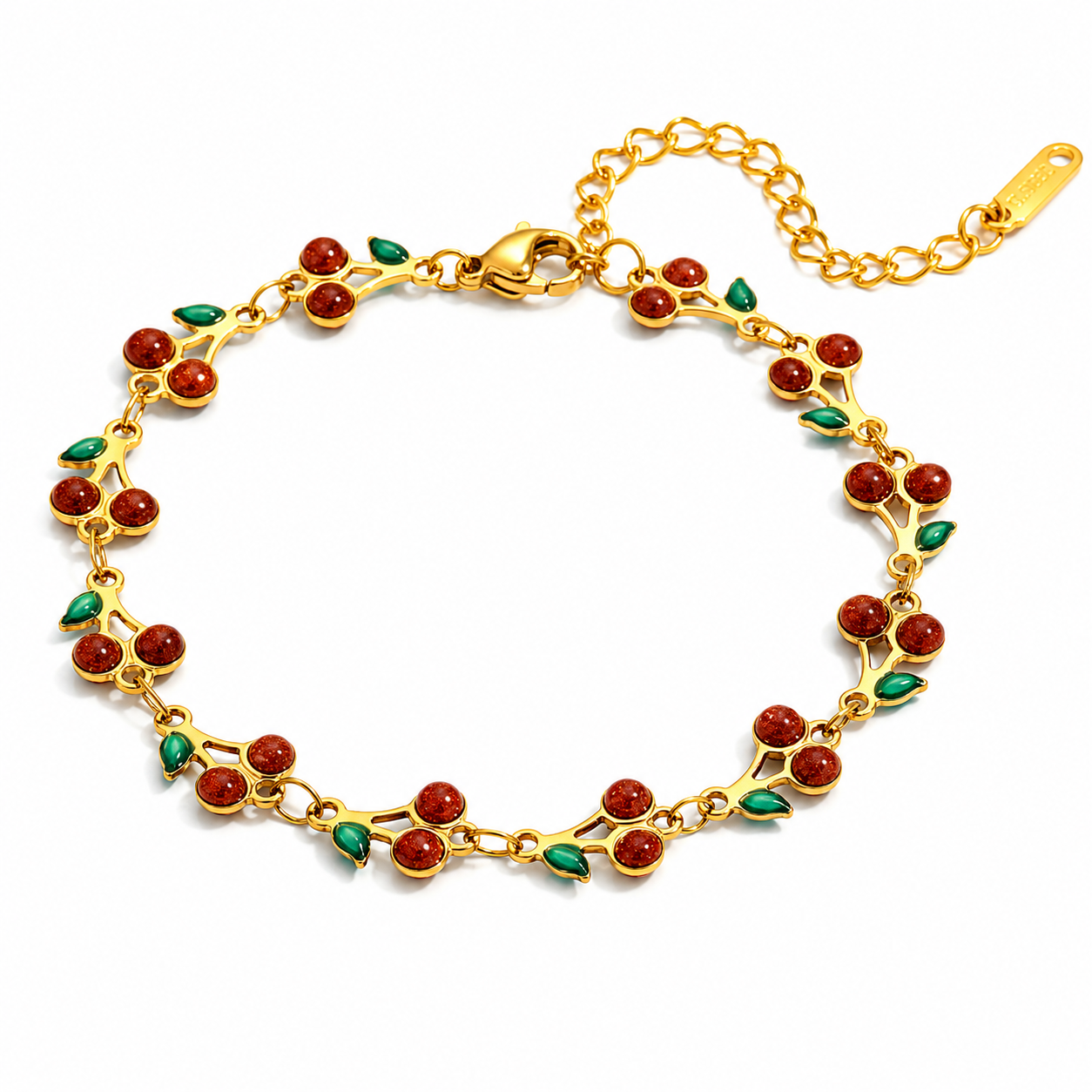 The Gold Dainty Cherry Charm Bracelet