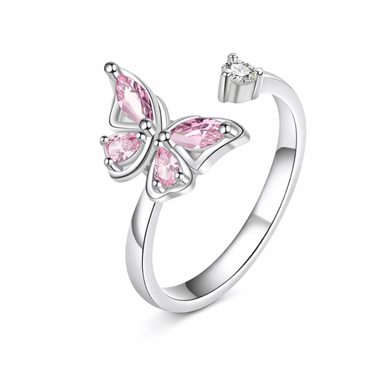 The Silver Baby Pink Gemstone Anxiety Ring