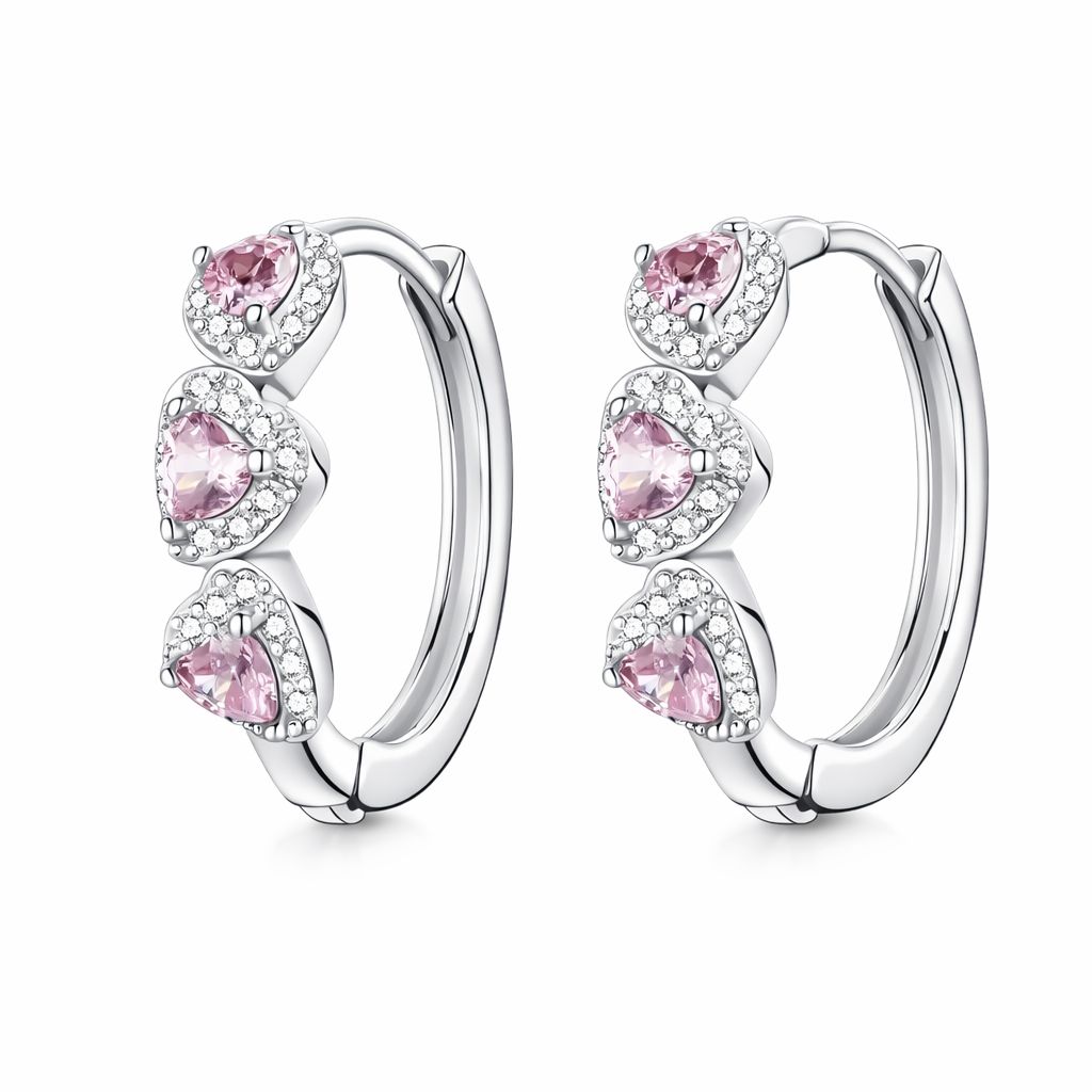 The Silver Pink Ariana Grandé Heart Hoops