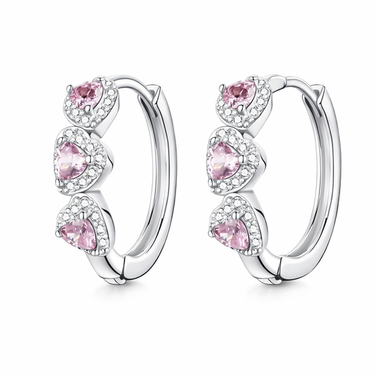 The Silver Pink Ariana Grandé Heart Hoops