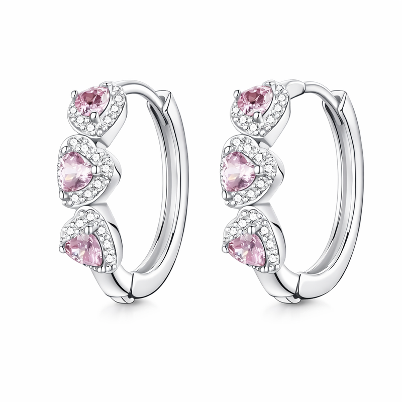 The Silver Pink Ariana Grandé Heart Hoops