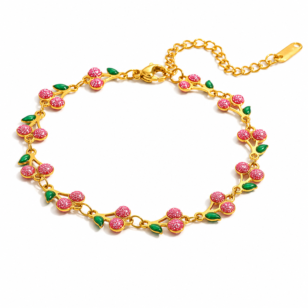The Gold Dainty Cherry Charm Bracelet