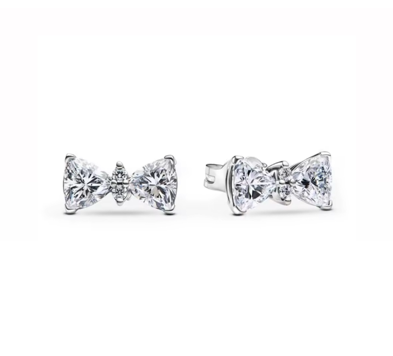 The Silver Sparkling Bow Grace Stud Earrings