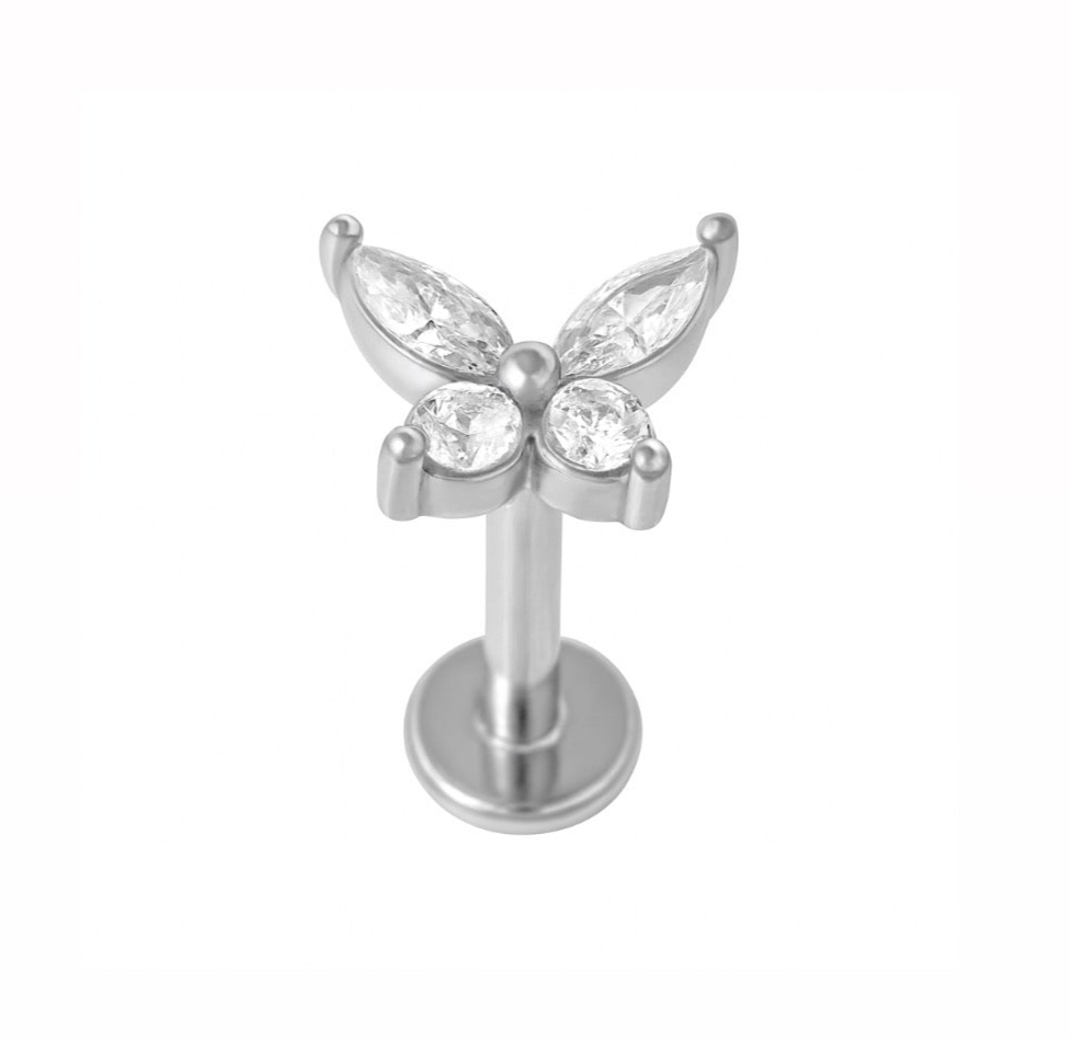 The Silver Butterfly Gemstone Helix Piercing